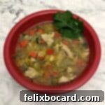 Low carb chicken noodle soup in a red bowl