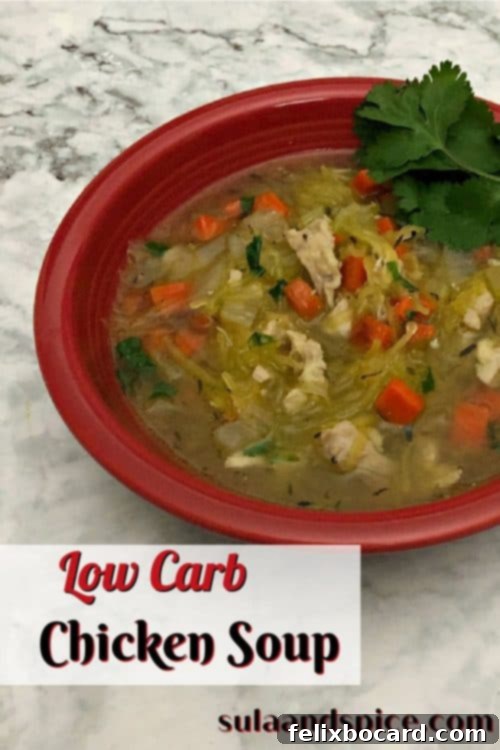 Pin image for Low Carb Chicken Noodle Soup