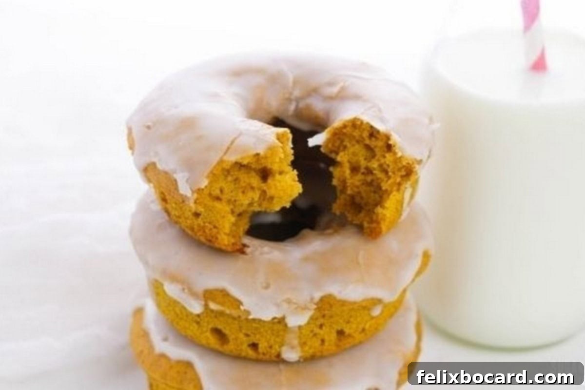 Baked Pumpkin Donuts with Crunchy Vanilla Glaze