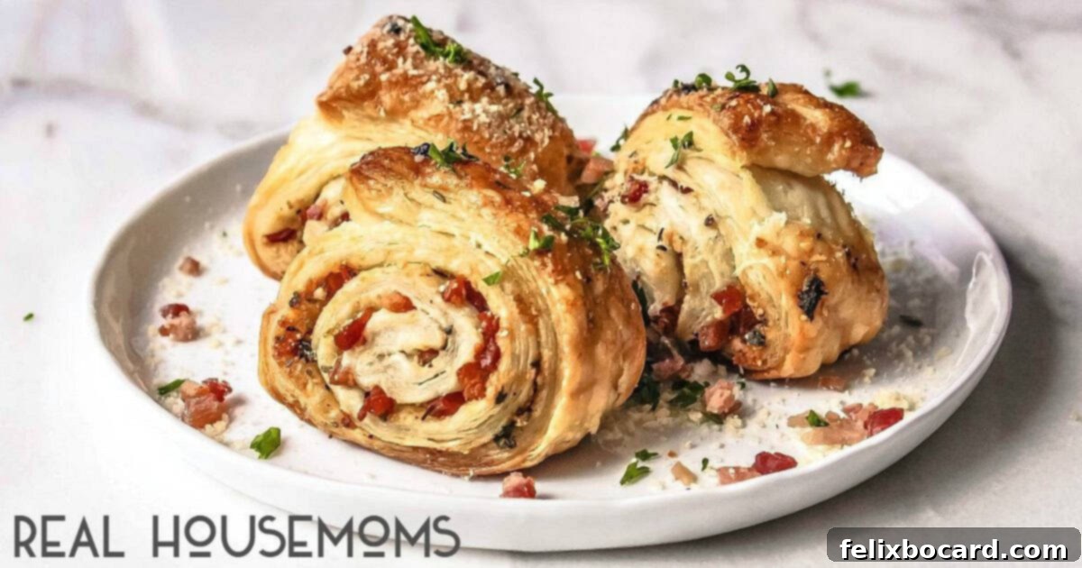 Parmesan Puff Pastry Pinwheels, a simple appetizer with flaky pastry, Parmesan, pancetta, and fresh parsley.