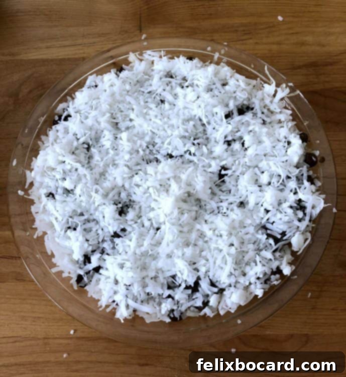 pie with coconut layered on top