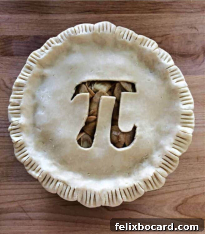 Apple Pie with a Pi image cutout on top crust