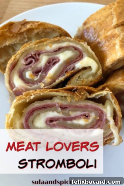 Pin image for meat lovers Stromboli recipe