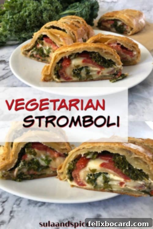 Pin image for vegetarian Stromboli recipe