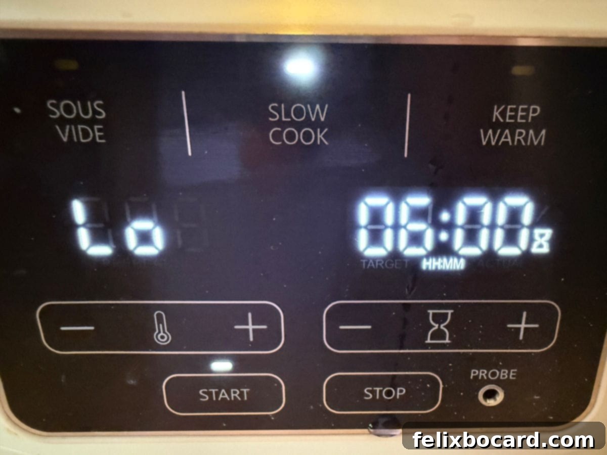 Setting crockpot to cook on low for 6 hours.