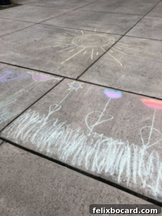 Sidewalk chalk flowers
