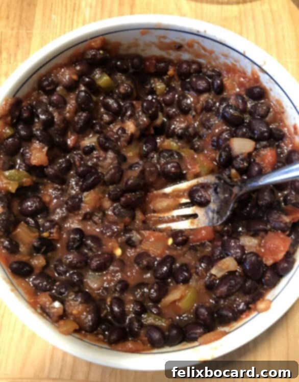 Burrito Bake 5 black bean filling in a bowl