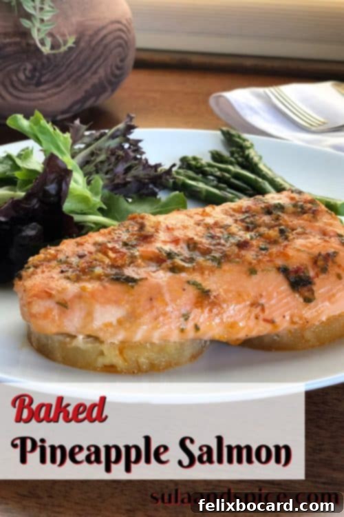 Delicious Baked Pineapple Salmon dish, ready to be served