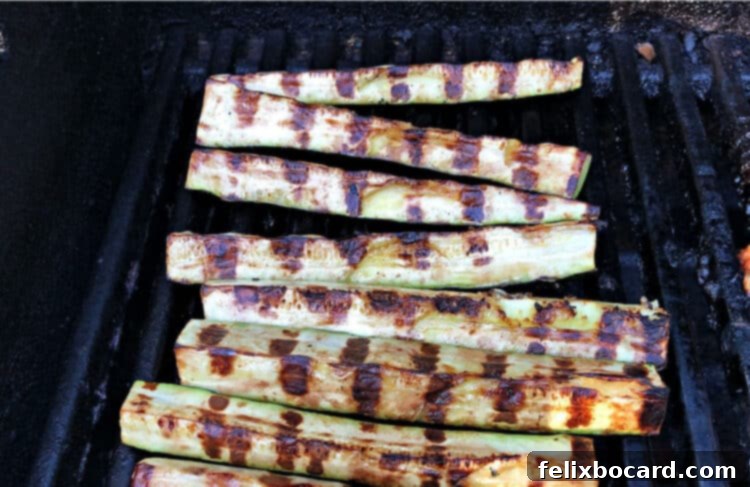 slices of zucchini on the grill