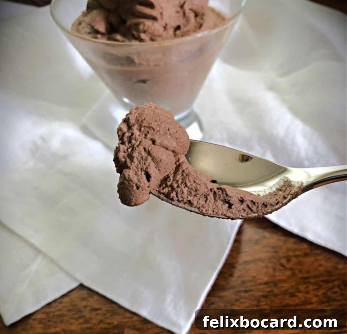 spoon of chocolate mousse