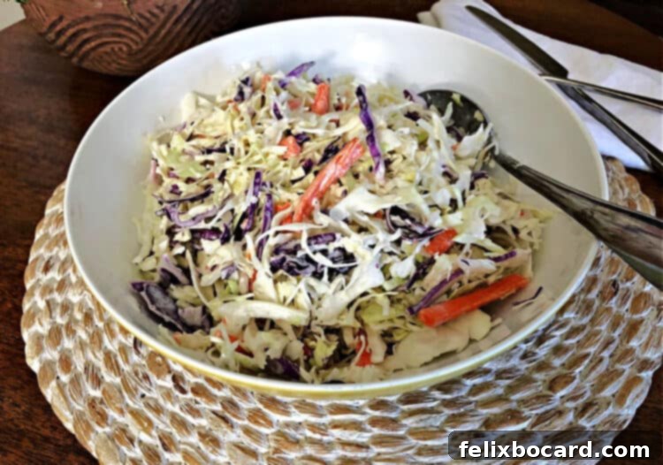 bowl of keto coleslaw, a delicious low-carb side dish