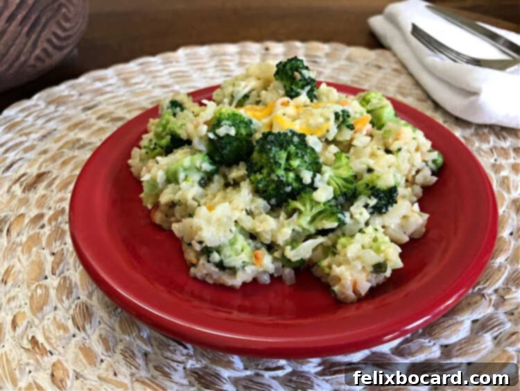 Guilt Free Cheesy Cauliflower Rice 2 Cheesy cauliflower rice with broccoli, a perfect low-carb side dish
