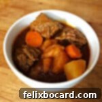 keto beef stew in a white bowl