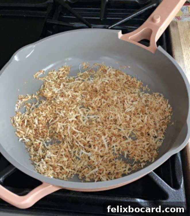 flakes toasting in a skillet