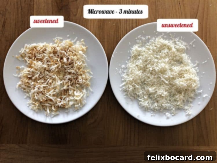 2 plates of coconut after microwaving 3 minutes