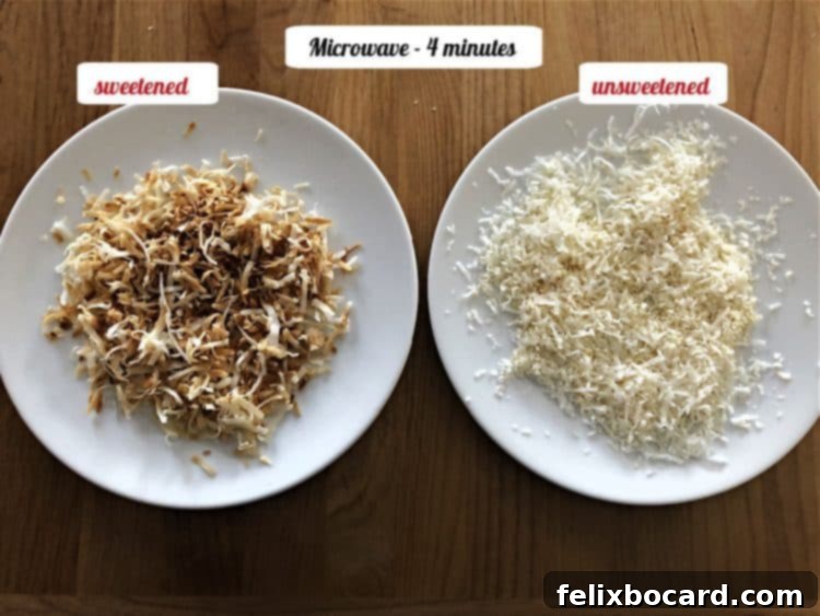 2 plates of coconut after microwaving 4 minutes