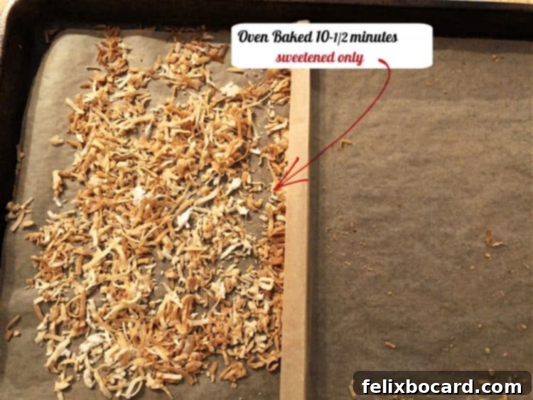 baking sheet with only one half flakes, after toasting 10.5 minutes