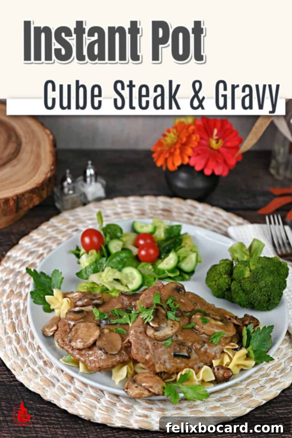 Pin for Instant Pot cube steak.