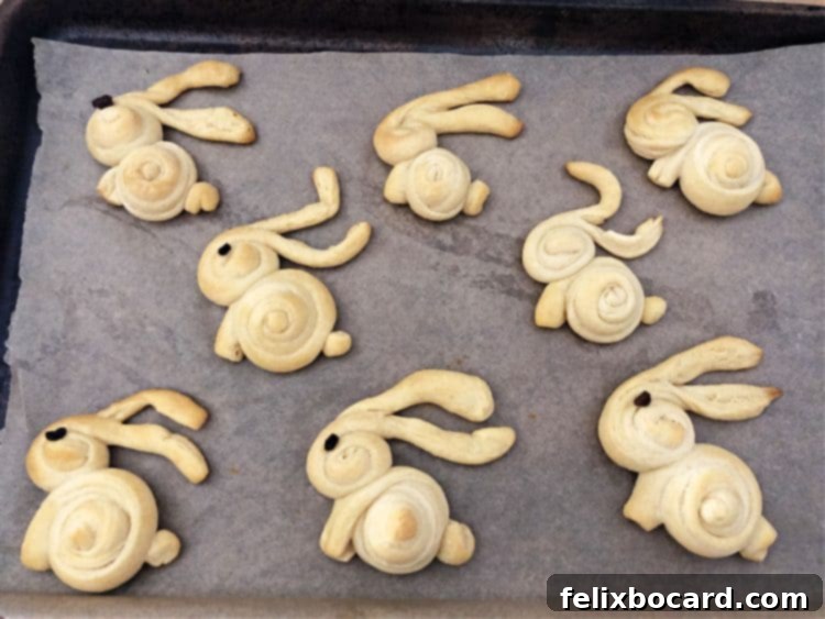Hoppy Easter Bunny Dinner Buns 3 baking sheet of rolls