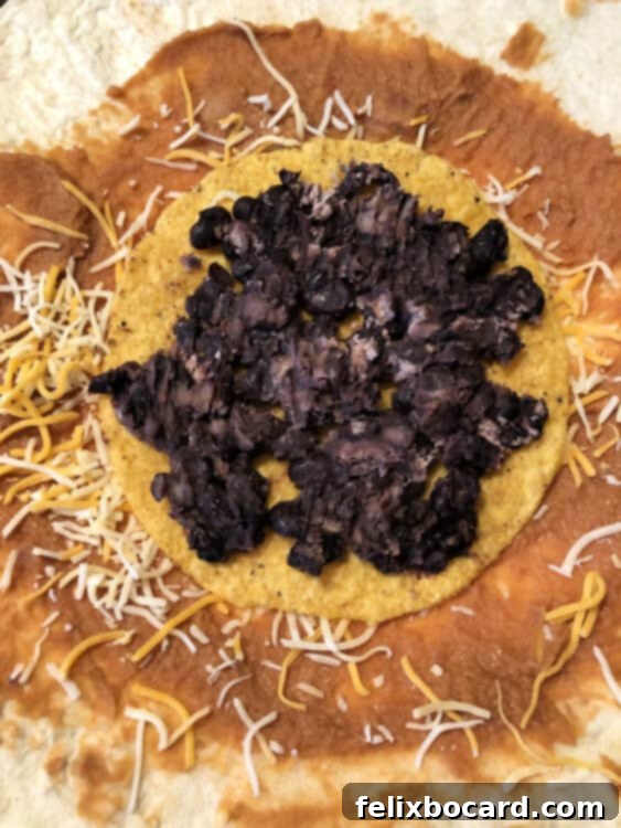 slightly smashed black beans added 