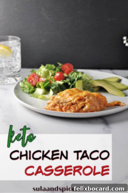 pin for keto chicken taco casserole